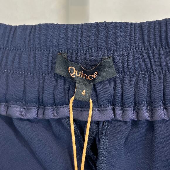 NWT QUINCE Stretch Crepe Ankle Pants Zip Fly Elastic Waist Navy Blue Size 4 - Picture 4 of 12